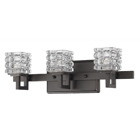 Estallar 5.75 x 18 x 5 in. Coralie 3-Light Oil-Rubbed Bronze Sconce with Pressed Crystal Shades ES3096343